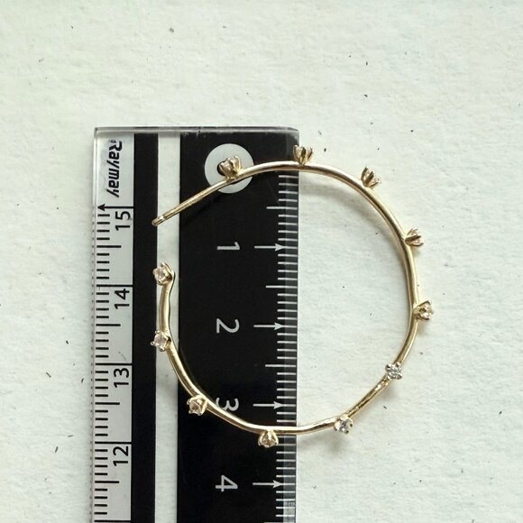 Adornmonde Moss Hoop Earrings_14K gold plated sterling silver, Clear crystal - Picture 11 of 13